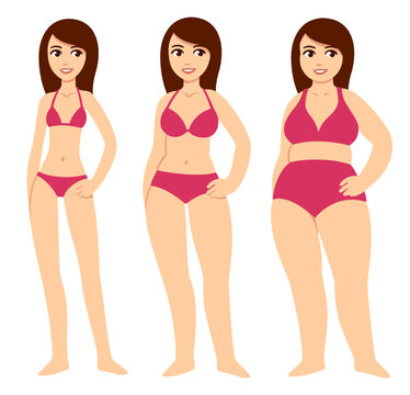 Cartoon women body types illustration