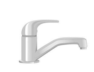 Stainless steel water tap faucet for bathroom in kitchen modern design vector illustration isolated on white background