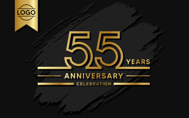 55 year anniversary celebration design template. vector template illustration - obrazy, fototapety, plakaty