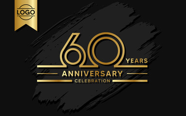 60 year anniversary celebration design template. vector template illustration - obrazy, fototapety, plakaty