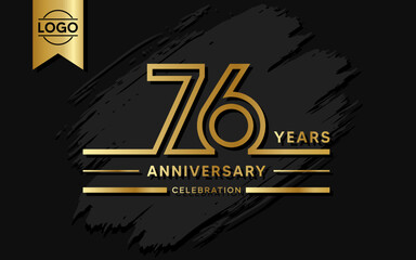76 year anniversary celebration design template. vector template illustration - obrazy, fototapety, plakaty