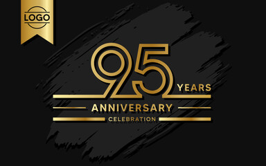 95 year anniversary celebration design template. vector template illustration - obrazy, fototapety, plakaty