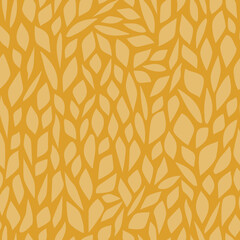 Yellow plant leaves seamless vector repeat pattern