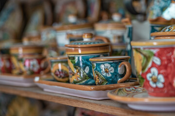 Ceramic souvenir shop in Caltagirone in Sicily.