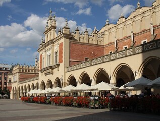 Naklejka premium view at ancient building Cloth Hall on Krakow's Main Marked Place