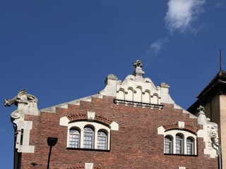 decorative architectural details of old building in Krakow