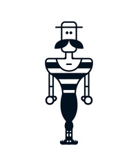 Geometric people of various professions and social groups. Monochrome character in an unusual design.