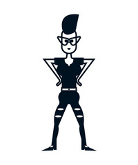 Geometric people of various professions and social groups. Monochrome character in an unusual design.