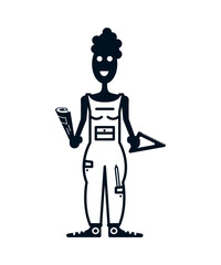 Geometric people of various professions and social groups. Monochrome character in an unusual design.