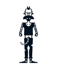 Geometric people of various professions and social groups. Monochrome character in an unusual design.