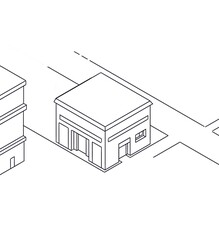 sketch of a house isometric style 