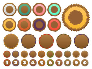 ギザギザ丸フレームセット　数字入り