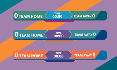 game Scoreboard Broadcast Graphic Lower Thirds Template for soccer and football, vector illustration Eps 10