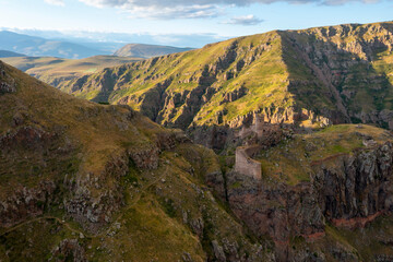 Naklejka premium Devil Castle (Seytan Kalesi), also known as Cildiran Castle and Kal-I Devil, escape, demon fortress is also passed, Ardahan nearby Kars, Turkey