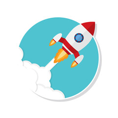 Business startup .Illustration of rocket and copy space for start up business