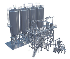 row of silo towers isolated on white © petrovk