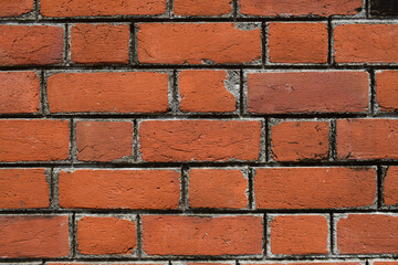 A natural-looking red brick wall texture background