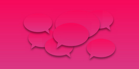 Vector pink or purple gradient sticker set with speech bubbles. Colorful empty blank speech bubbles with shadow on pink or purple background.