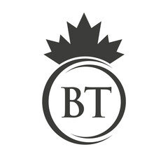 Letter BT Maple Leaf Logo Template Symbol Canadian Business, Company Logo Concept Vector Template