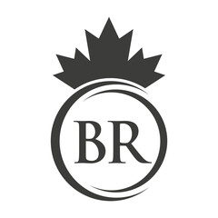 Letter BR Maple Leaf Logo Template Symbol Canadian Business, Company Logo Concept Vector Template