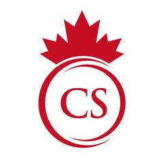 Letter CS Maple Leaf Logo Template Symbol Canadian Business, Company Logo Concept Vector Template
