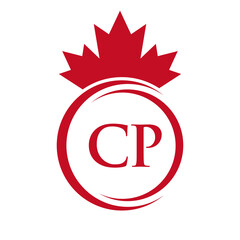 Letter CP Maple Leaf Logo Template Symbol Canadian Business, Company Logo Concept Vector Template