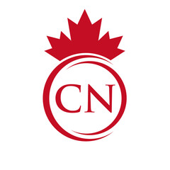 Letter CN Maple Leaf Logo Template Symbol Canadian Business, Company Logo Concept Vector Template