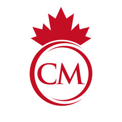 Letter CM Maple Leaf Logo Template Symbol Canadian Business, Company Logo Concept Vector Template