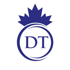 Letter DT Maple Leaf Logo Template Symbol Canadian Business, Company Logo Concept Vector Template