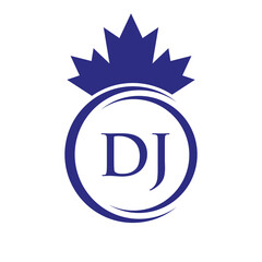 Letter DJ Maple Leaf Logo Template Symbol Canadian Business, Company Logo Concept Vector Template