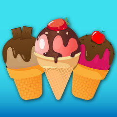 Ice cream set,  ice cream ads