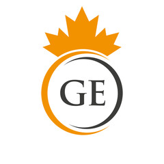 Letter GE Maple Leaf Logo Template Symbol Canadian Business, Company Logo Concept Vector Template