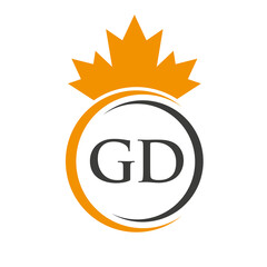 Letter GD Maple Leaf Logo Template Symbol Canadian Business, Company Logo Concept Vector Template