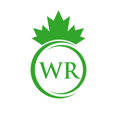 Letter WR Maple Leaf Logo Template Symbol Canadian Business, Company Logo Concept Vector Template