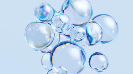 Poster 3d render, abstract background, sparkling water macro, air bubbles, hydration jelly balls © wacomka