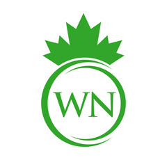 Letter WN Maple Leaf Logo Template Symbol Canadian Business, Company Logo Concept Vector Template