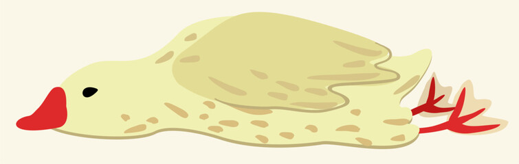 Vector isolated illustration of lying goose.