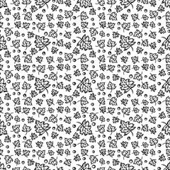 Black and white autumn pattern. Seamless autumn leaves pattern. autumn maple leaves