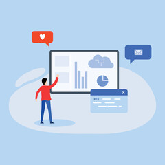 Business development vector illustration for media social, poster, magazine, template and more