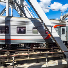 MOSCOW, RUSSIA, on July 25, 2022. View to the moving train from window of carriage
