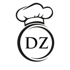Initial Letter DZ Restaurant Logo Template. Restaurant Logo Concept with Chef Hat Symbol Vector Sign