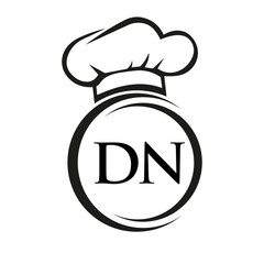 Initial Letter DN Restaurant Logo Template. Restaurant Logo Concept with Chef Hat Symbol Vector Sign