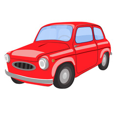 Plakat illustration of a small red retro car