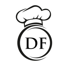 Initial Letter DE Restaurant Logo Template. Restaurant Logo Concept with Chef Hat Symbol Vector Sign