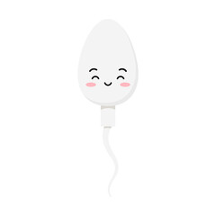 Cute sperm semen cell character emoji with face.