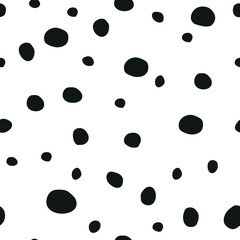 Spotted doodle pattern, black dots on a white background, circles elements zaotically scattered, minimalistic vector