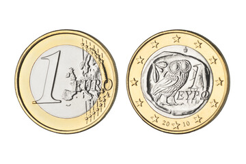 One euro coin isolated on white.
