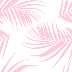 Seamless pattern of tropical pink palm leaves. Jungle leaves seamless vector floral pattern background. Vector illustration in trendy style.
