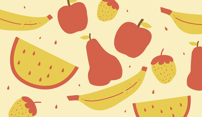 Cute fruit doodle pattern background vector design
