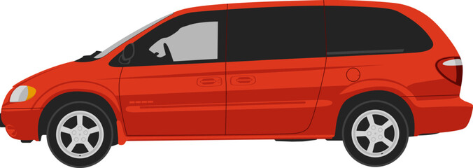 red american classic van 2002 vector illustration side view